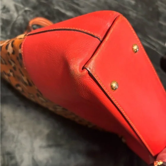 MCM Tan and Red Leopard Tote - Picture 5 of 12